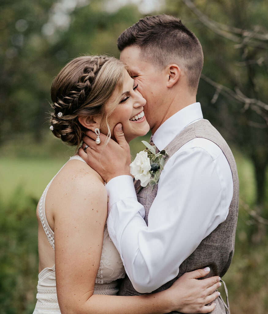 Fall Wisconsin Wedding photo of couple