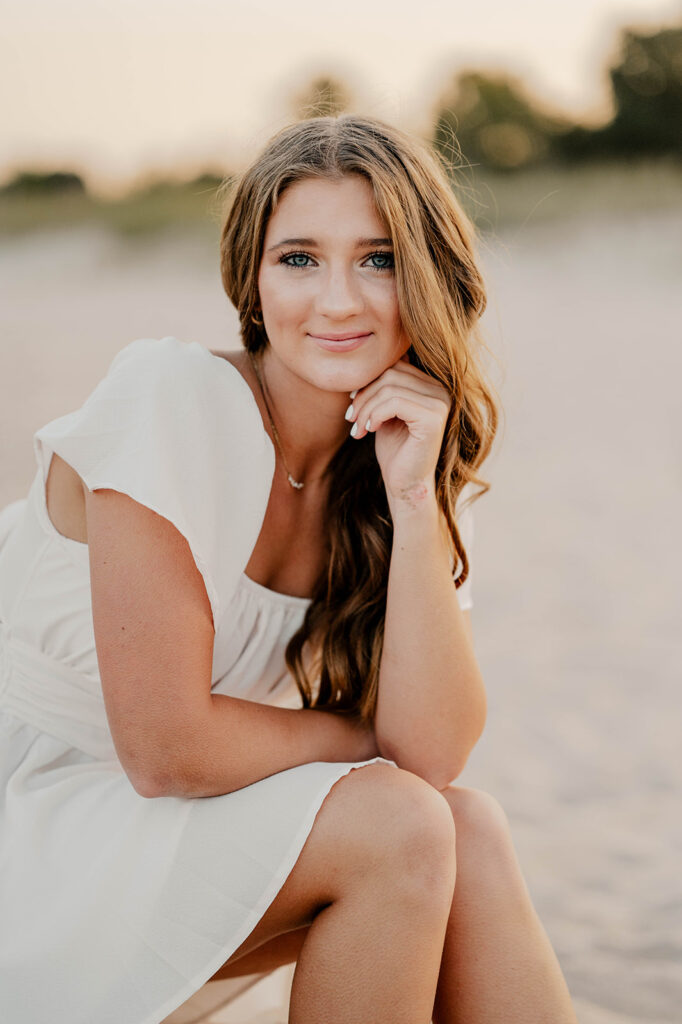 Senior session portrait on the beach